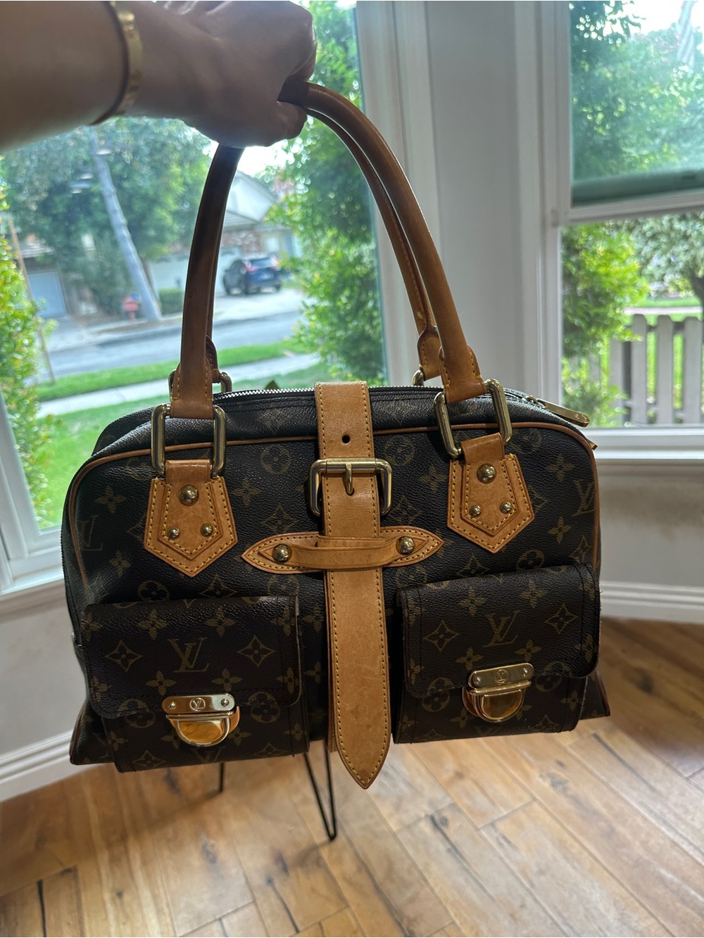 Louis Vuitton Monogram Canvas Brown & Tan Dual-Pocket Satchel